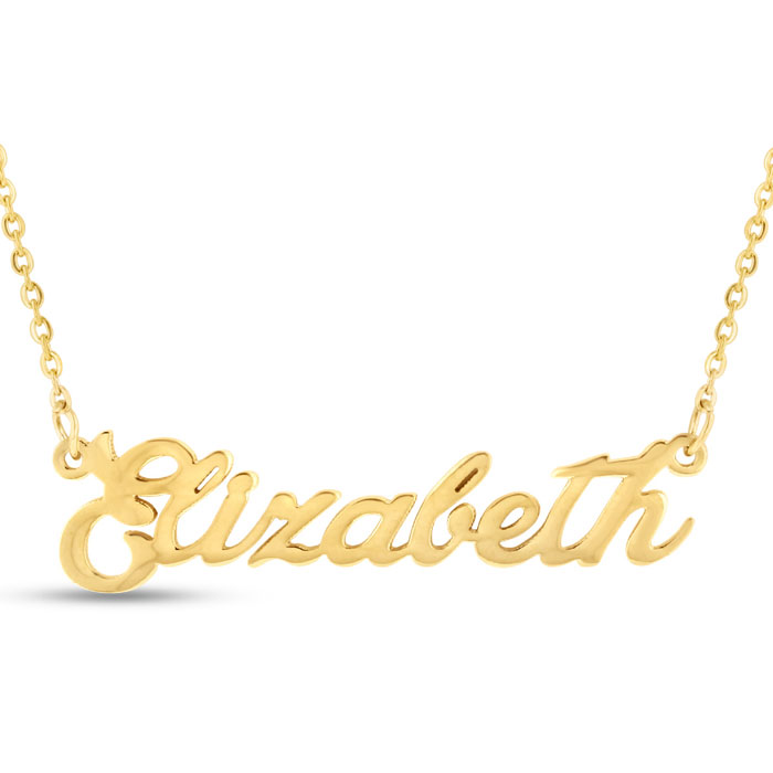 Elizabeth Nameplate Necklace in Gold, 16 Inch Chain by SuperJeweler