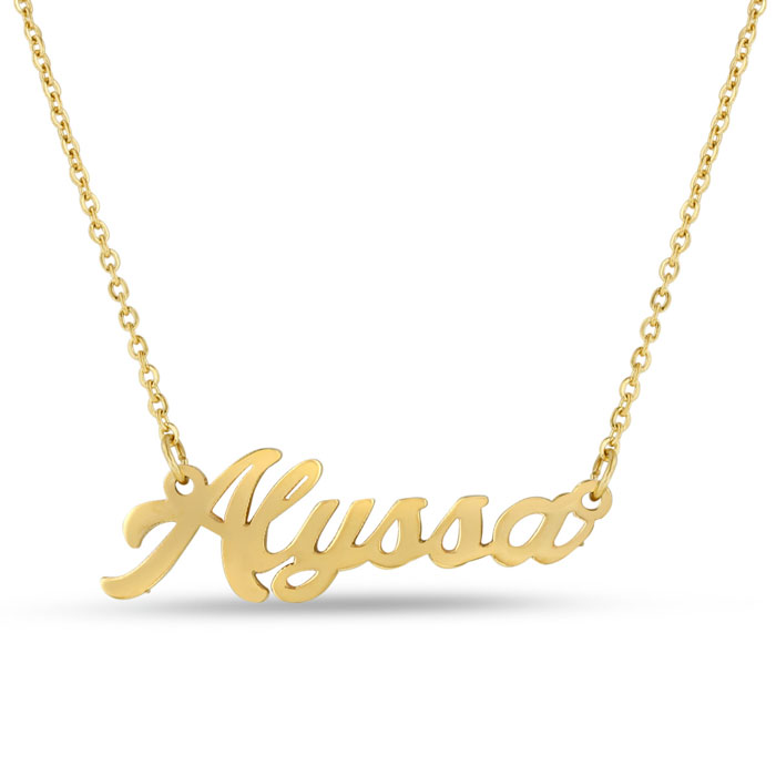 Alyssa Nameplate Necklace in Gold, 16 Inch Chain by SuperJeweler