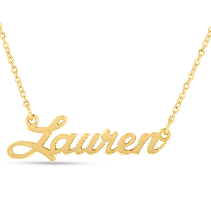 Lauren Nameplate Necklace in Gold, 16 Inch Chain by SuperJeweler