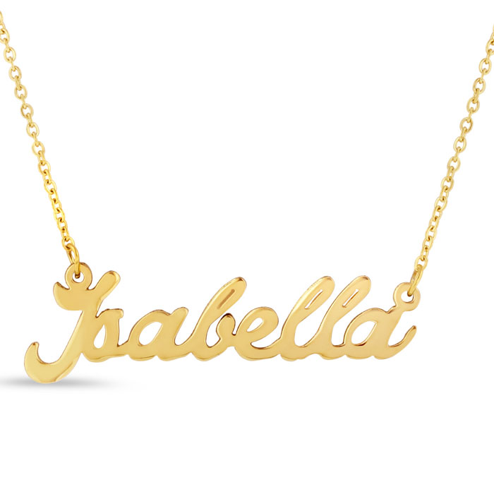 Isabella Nameplate Necklace in Gold, 16 Inch Chain by SuperJeweler