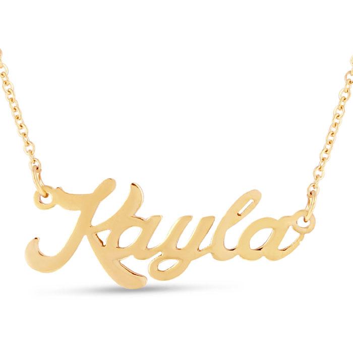 Kayla Nameplate Necklace in Gold, 16 Inch Chain by SuperJeweler