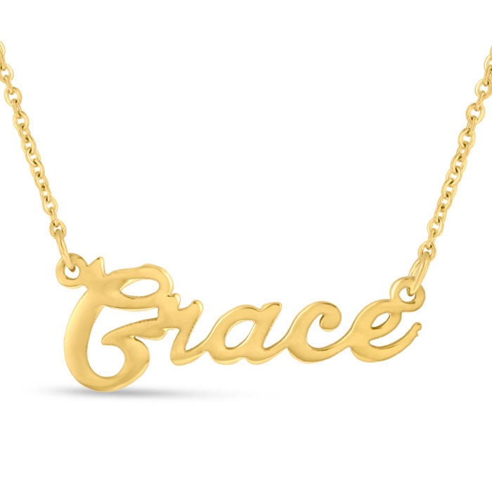 Grace Nameplate Necklace in Gold, 16 Inch Chain by SuperJeweler