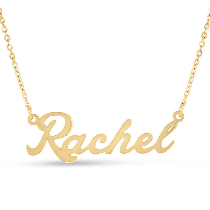 Rachel Nameplate Necklace in Gold, 16 Inch Chain by SuperJeweler