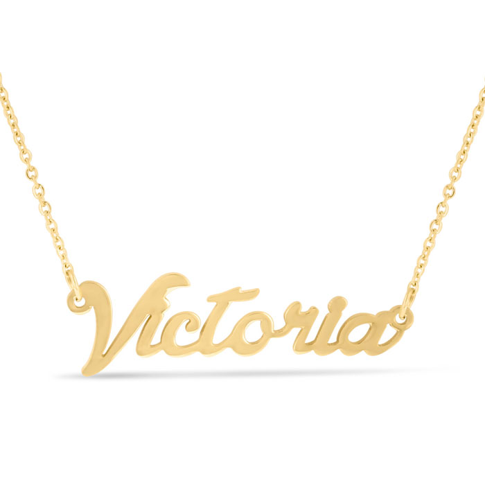 Victoria Nameplate Necklace in Gold, 16 Inch Chain by SuperJeweler