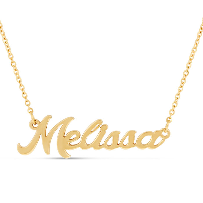 Melissa Nameplate Necklace in Gold, 16 Inch Chain by SuperJeweler