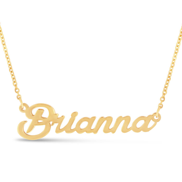 Brianna Nameplate Necklace in Gold, 16 Inch Chain by SuperJeweler