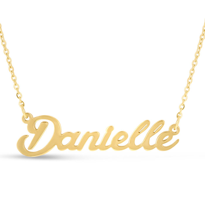 Danielle Nameplate Necklace in Gold, 16 Inch Chain by SuperJeweler