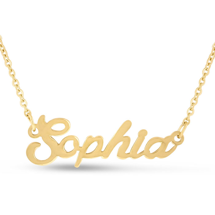 Sophia Nameplate Necklace In Gold, 16 Inch Chain By SuperJeweler