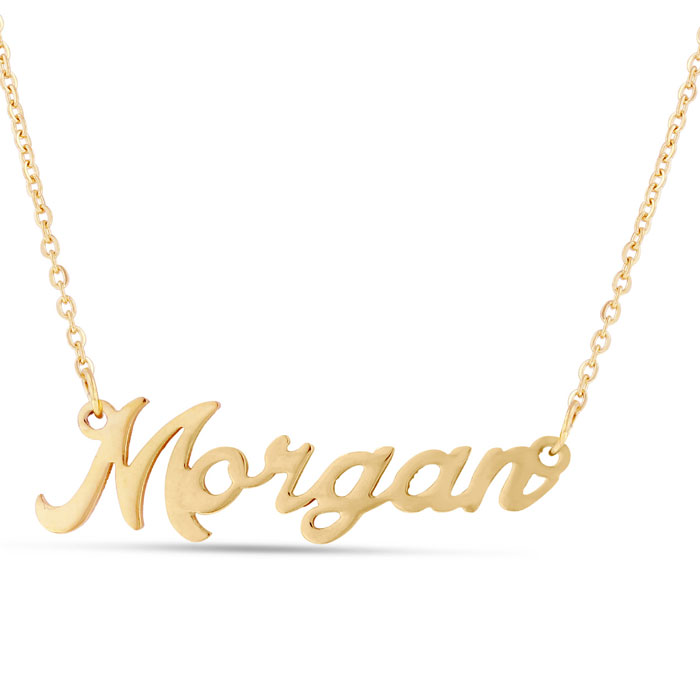 Morgan Nameplate Necklace in Gold, 16 Inch Chain by SuperJeweler