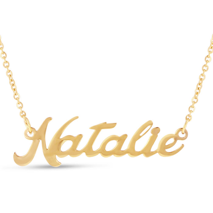 Natalie Nameplate Necklace in Gold, 16 Inch Chain by SuperJeweler