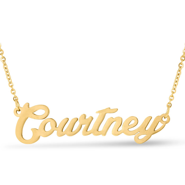 Courtney Nameplate Necklace in Gold, 16 Inch Chain by SuperJeweler