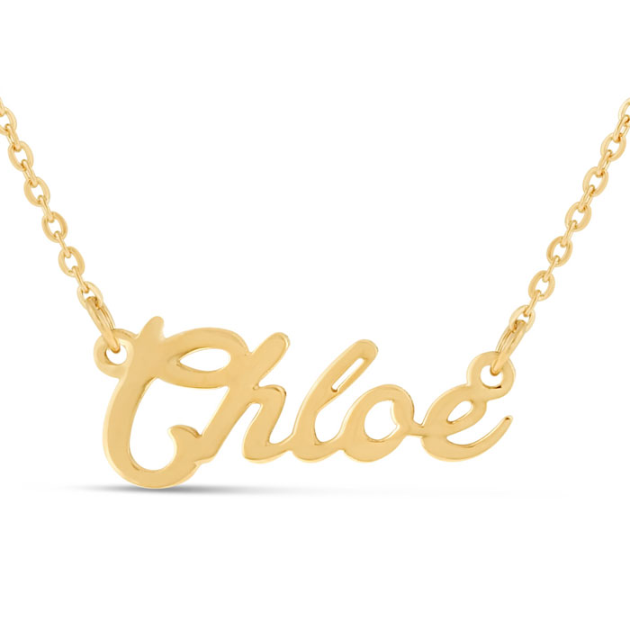 Chloe Nameplate Necklace in Gold, 16 Inch Chain by SuperJeweler