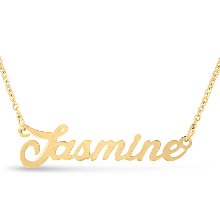 Jasmine Nameplate Necklace in Gold, 16 Inch Chain by SuperJeweler