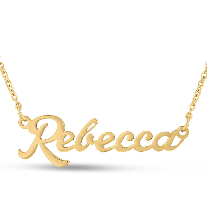 Rebecca Nameplate Necklace in Gold, 16 Inch Chain by SuperJeweler