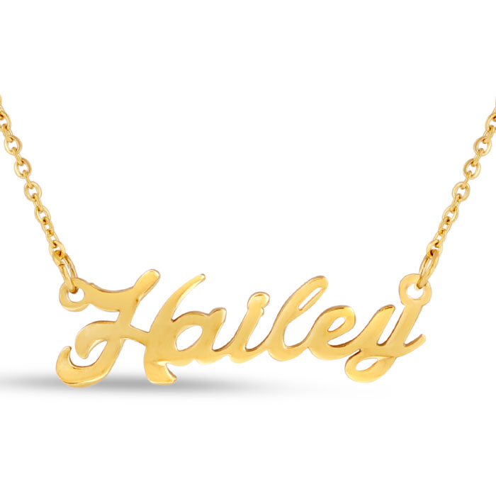 Hailey Nameplate Necklace in Gold, 16 Inch Chain by SuperJeweler