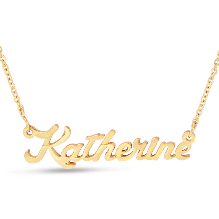 Katherine Nameplate Necklace in Gold, 16 Inch Chain by SuperJeweler