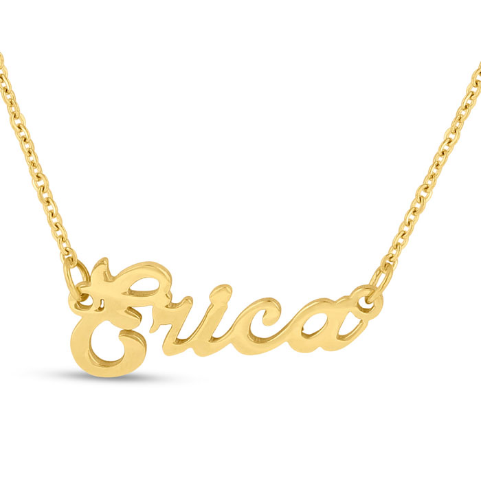 Erica Nameplate Necklace in Gold, 16 Inch Chain by SuperJeweler