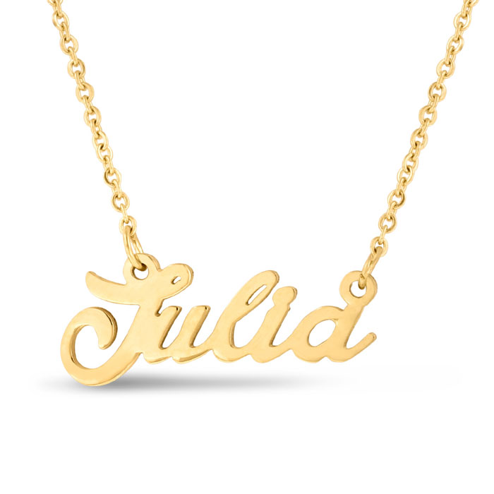 Julia Nameplate Necklace in Gold, 16 Inch Chain by SuperJeweler