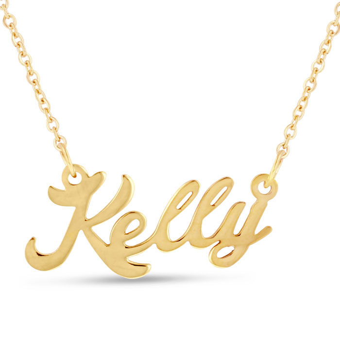 Kelly Nameplate Necklace in Gold, 16 Inch Chain by SuperJeweler