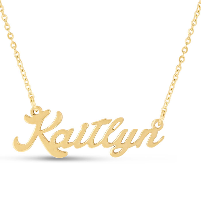 Kaitlyn Nameplate Necklace in Gold, 16 Inch Chain by SuperJeweler