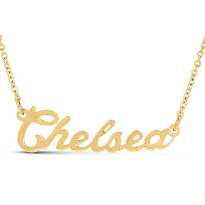 Chelsea Nameplate Necklace in Gold, 16 Inch Chain by SuperJeweler