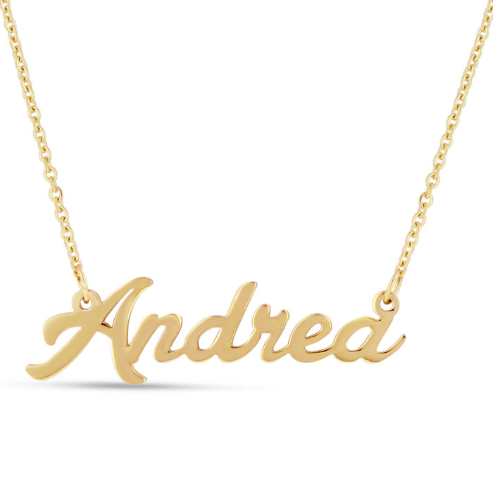 Andrea Nameplate Necklace in Gold, 16 Inch Chain by SuperJeweler