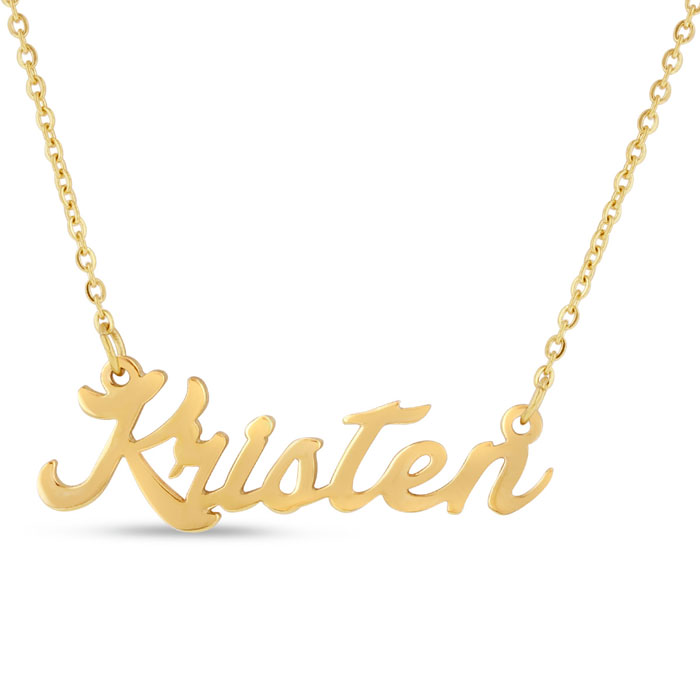 Kristen Nameplate Necklace in Gold, 16 Inch Chain by SuperJeweler