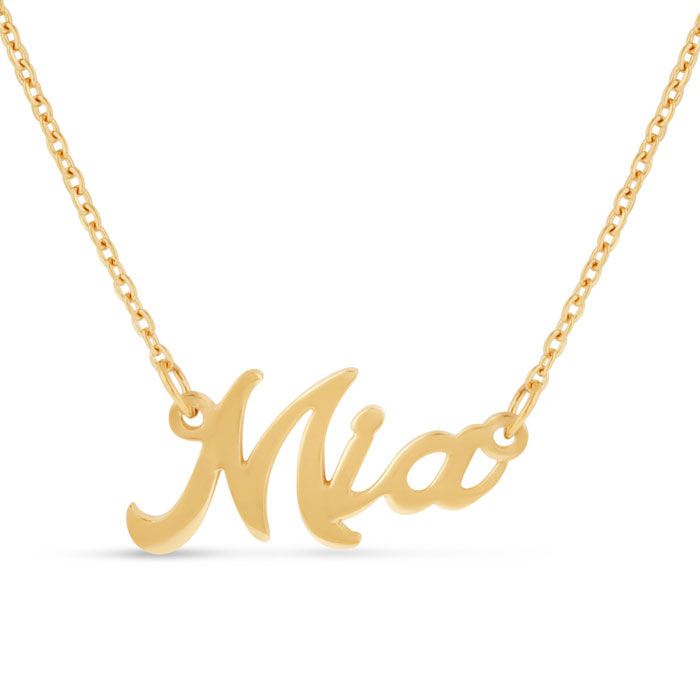 Mia Nameplate Necklace in Gold, 16 Inch Chain by SuperJeweler