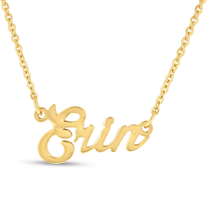 Erin Nameplate Necklace in Gold, 16 Inch Chain by SuperJeweler