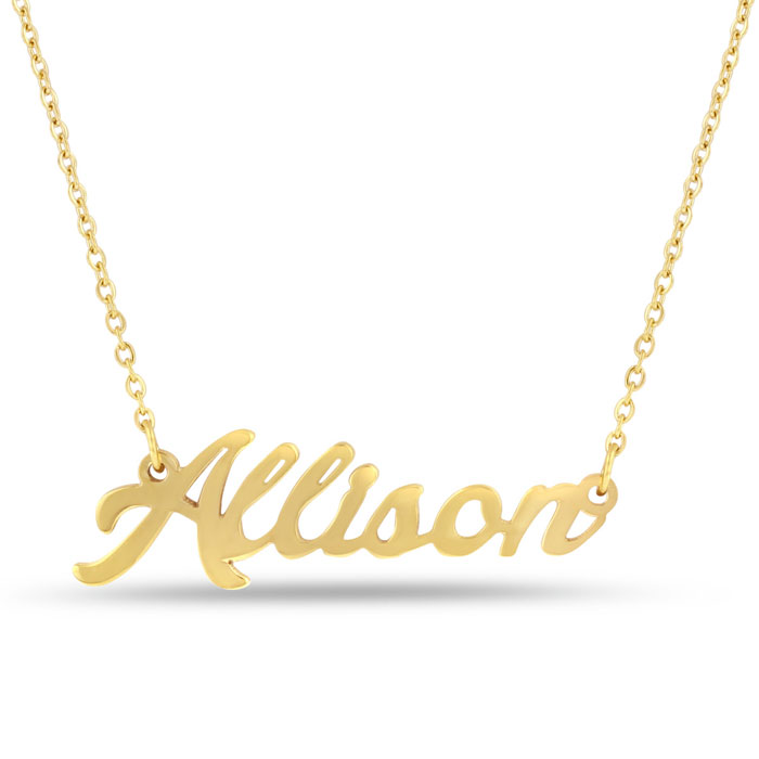 Allison Nameplate Necklace in Gold, 16 Inch Chain by SuperJeweler