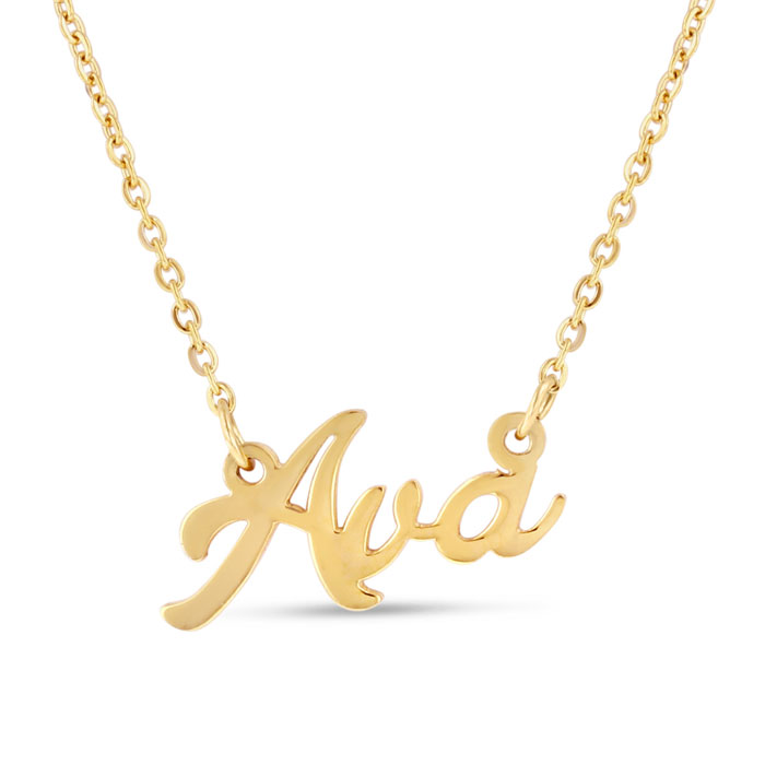 Ava Nameplate Necklace in Gold, 16 Inch Chain by SuperJeweler