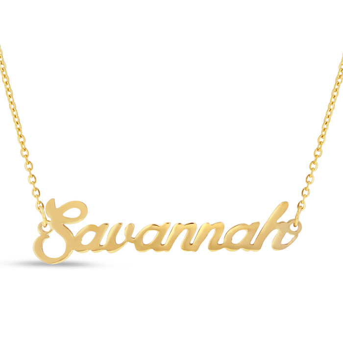 Savannah Nameplate Necklace in Gold, 16 Inch Chain by SuperJeweler