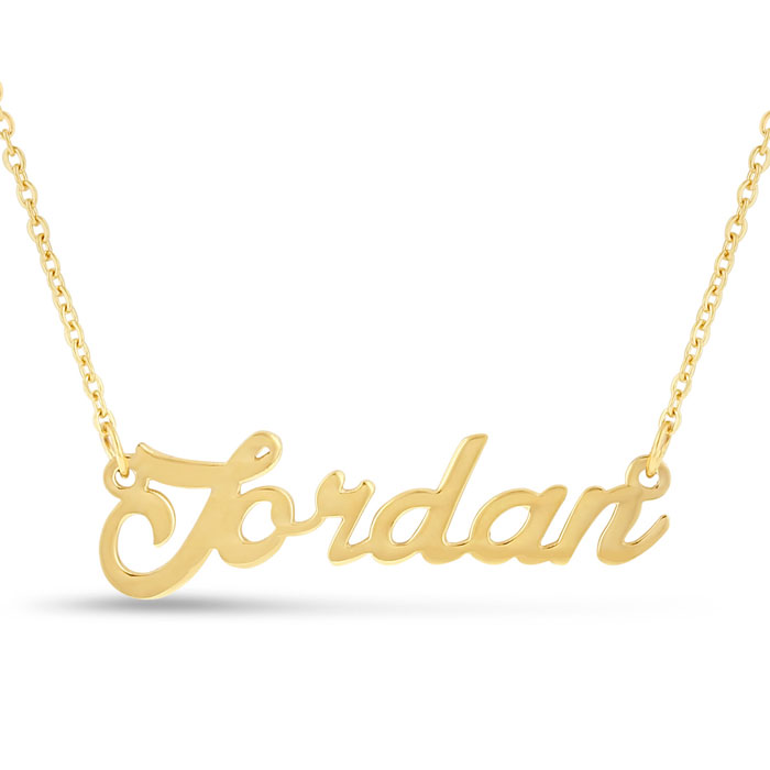 Jordan Nameplate Necklace in Gold, 16 Inch Chain by SuperJeweler