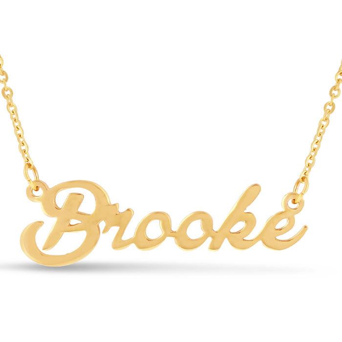 Brooke Nameplate Necklace in Gold, 16 Inch Chain by SuperJeweler