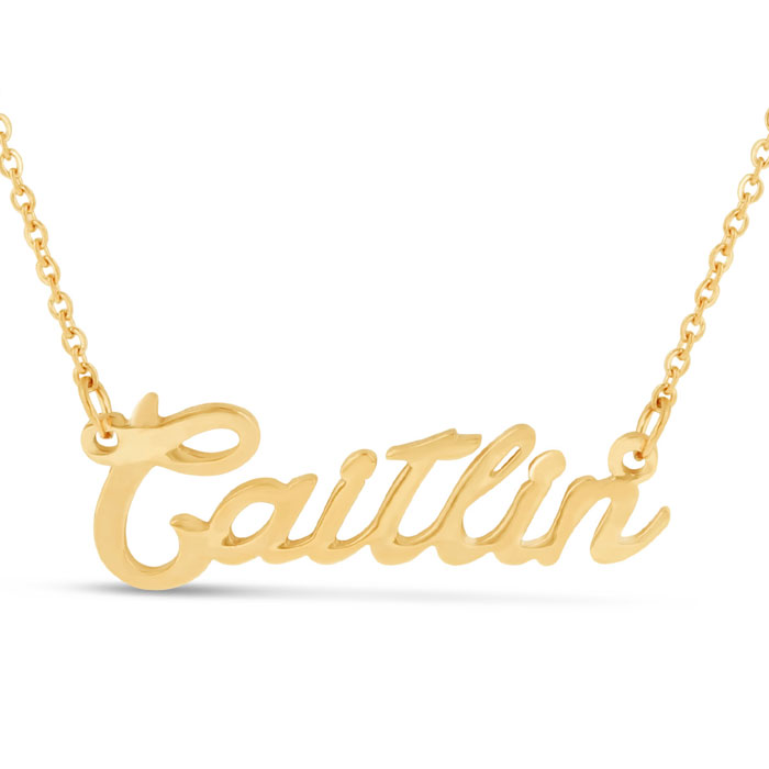 Caitlin Nameplate Necklace in Gold, 16 Inch Chain by SuperJeweler