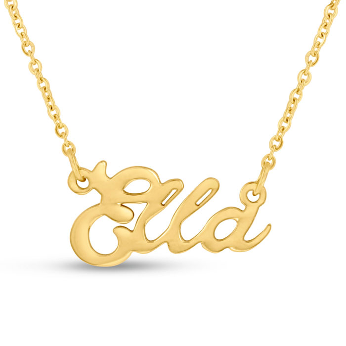 Ella Nameplate Necklace in Gold, 16 Inch Chain by SuperJeweler