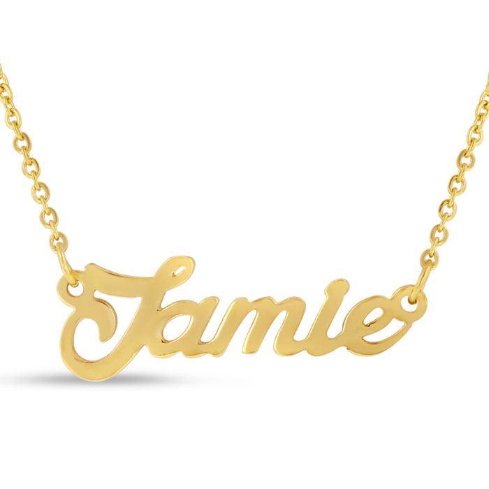 Jamie Nameplate Necklace in Gold, 16 Inch Chain by SuperJeweler