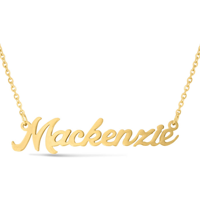 Mackenzie Nameplate Necklace in Gold, 16 Inch Chain by SuperJeweler