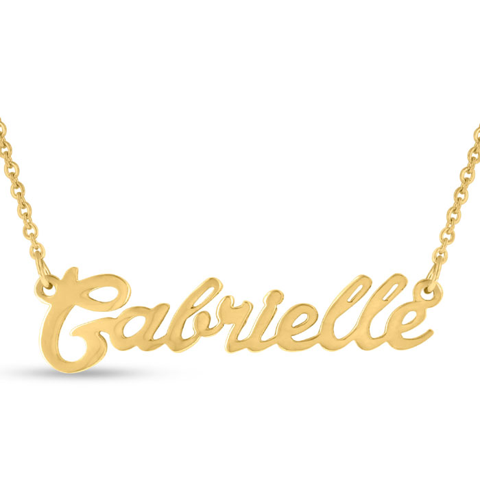 Gabrielle Nameplate Necklace in Gold, 16 Inch Chain by SuperJeweler