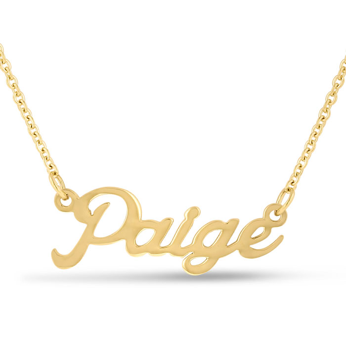 Paige Nameplate Necklace in Gold, 16 Inch Chain by SuperJeweler