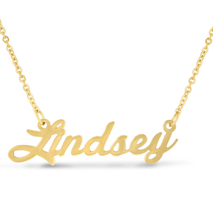 Lindsey Nameplate Necklace in Gold, 16 Inch Chain by SuperJeweler