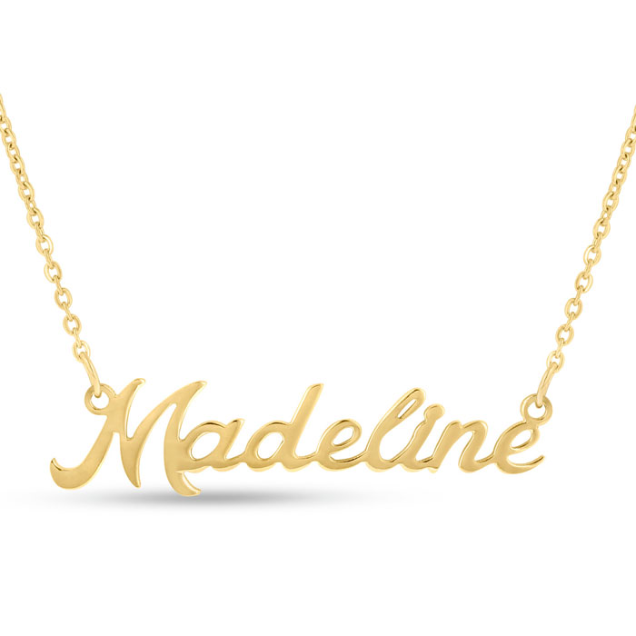 Madeline Nameplate Necklace in Gold, 16 Inch Chain by SuperJeweler