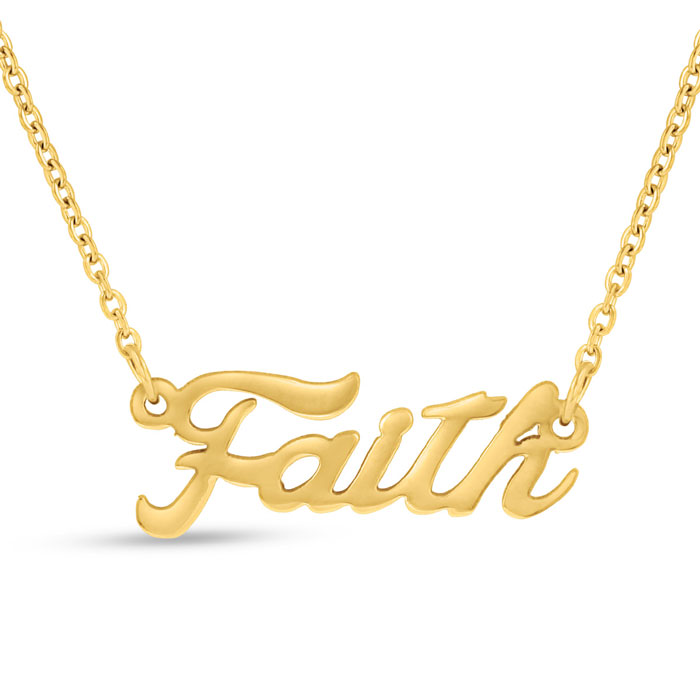 Faith Nameplate Necklace in Gold, 16 Inch Chain by SuperJeweler