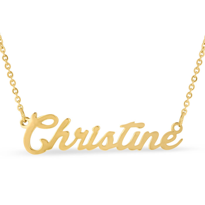 Christine Nameplate Necklace in Gold, 16 Inch Chain by SuperJeweler