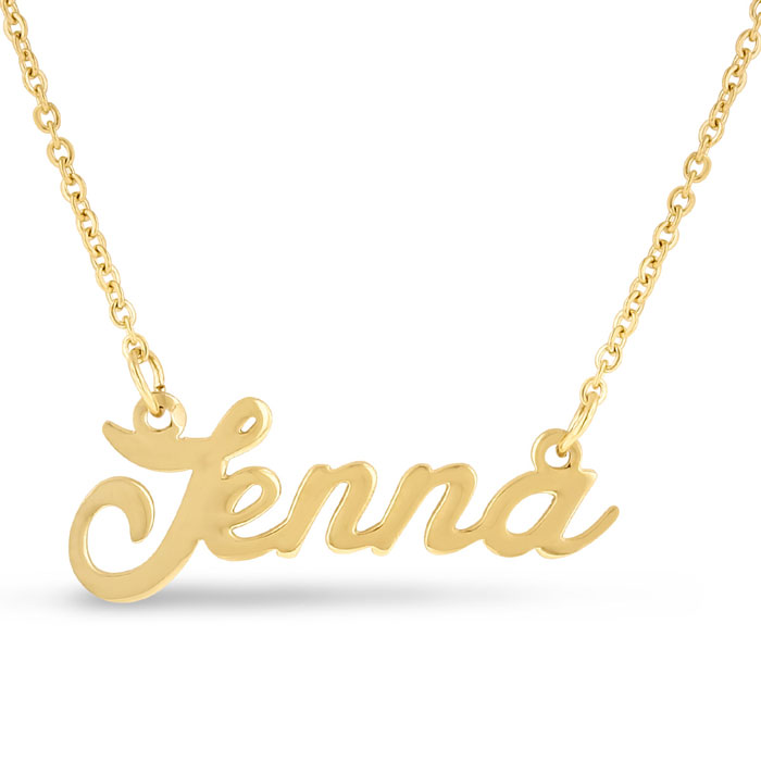 Jenna Nameplate Necklace in Gold, 16 Inch Chain by SuperJeweler