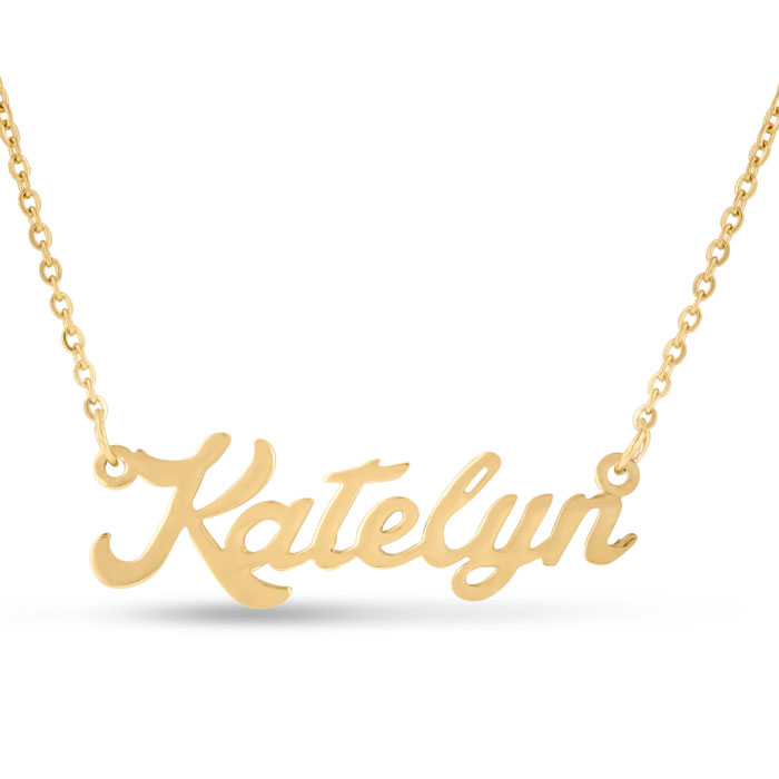 Katelyn Nameplate Necklace in Gold, 16 Inch Chain by SuperJeweler