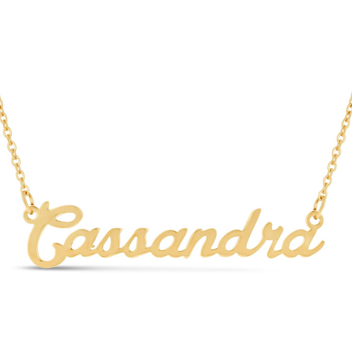 Cassandra Nameplate Necklace in Gold, 16 Inch Chain by SuperJeweler