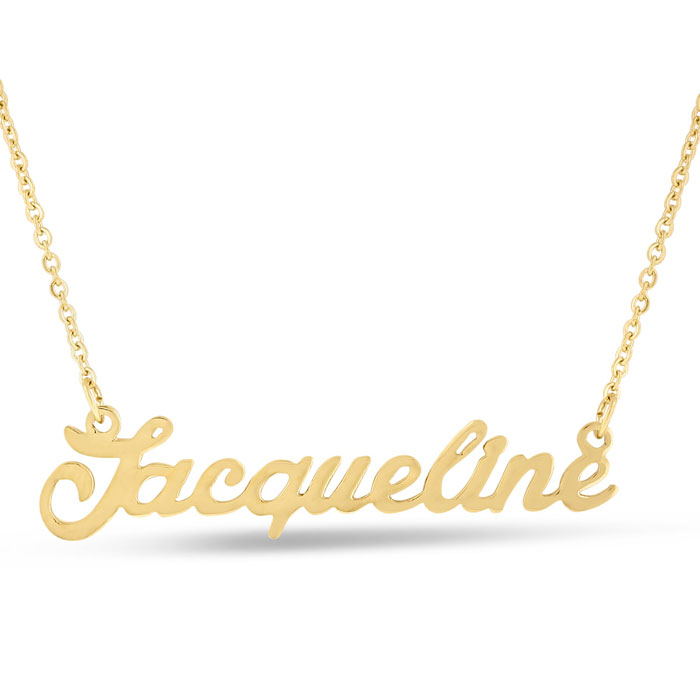 Jacqueline Nameplate Necklace in Gold, 16 Inch Chain by SuperJeweler