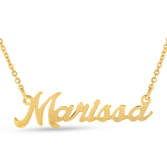 Marissa Nameplate Necklace in Gold, 16 Inch Chain by SuperJeweler