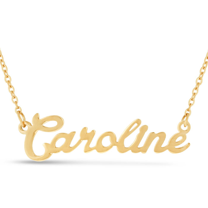 Caroline Nameplate Necklace in Gold, 16 Inch Chain by SuperJeweler